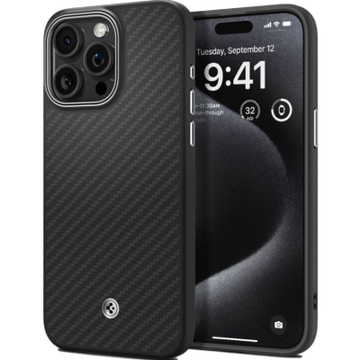 Spigen Enzo Aramid MagFit - Σκληρή Θήκη MagSafe Aramid Fiber με TPU - Apple iPhone 15 Pro - 1500D - 2mm - Matte Black (ACS07045)