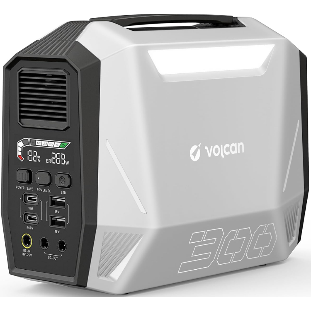Volcan Energon E300 Portable Power Station - Ηλεκτρική Γεννήτρια με Οθόνη LCD / Φορητός Σταθμός Φόρτισης / Ενέργειας με 1 x AC / 2 x USB-A / 2 x DC / 2 x Type-C - 299Wh - 300W (6976185800008)
