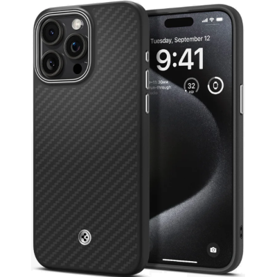 Spigen Enzo Aramid MagFit - Σκληρή Θήκη MagSafe Aramid Fiber με TPU - Apple iPhone 15 Pro Max - 1500D - 2mm - Matte Black (ACS07044)