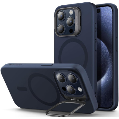 ESR Cloud Soft with Stash Stand - Ανθεκτική MagSafe Θήκη Σιλικόνης Apple iPhone 15 Pro με Kickstand - Dark Blue (4894240176245)