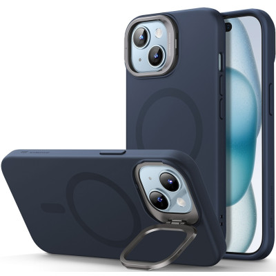 ESR Cloud Soft with Stash Stand - Ανθεκτική MagSafe Θήκη Σιλικόνης Apple iPhone 15 Plus με Kickstand - Dark Blue (4894240176221)