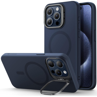 Θήκη iPhone 15 Pro Max ESR Cloud Soft with Stash Stand Ανθεκτική Σιλικόνης με MagSafe & Kickstand - Dark Blue (4894240176269)