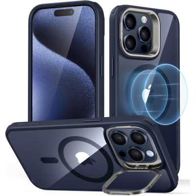 Θήκη Apple iPhone 15 Pro Max - ESR Classic Kickstand Hybrid HaloLock Διάφανη Ανθεκτική με MagSafe - Clear / Dark Blue (4894240176580)
