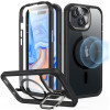 ESR Armor Tough with Stash Stand HaloLock - Ανθεκτική 360° Διάφανη MagSafe Θήκη με Kickstand & Tempered Glass για Φακό Κάμερας - Apple iPhone 15 Plus - Clear / Black (4894240176610)
