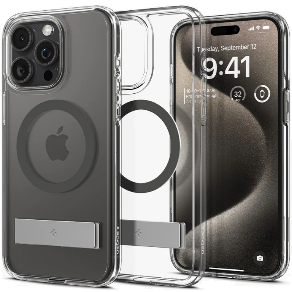 Θήκη Apple iPhone 15 Pro Max - Spigen Ultra Hybrid S MagFit Διάφανη με MagSafe - Graphite (ACS06584)