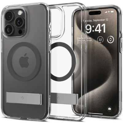 Θήκη Apple iPhone 15 Pro Max - Spigen Ultra Hybrid S MagFit Διάφανη με MagSafe - Graphite (ACS06584)