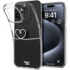 HappyCase Διάφανη Θήκη Σιλικόνης Apple iPhone 15 Pro - Heart Print (8719246420368)
