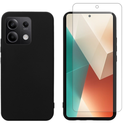 Σετ Θήκη Σιλικόνης & Tempered Glass - Xiaomi Redmi Note 13 5G - Vivid Set - Transparent / Black (VIMAT354BKGLASSTN)