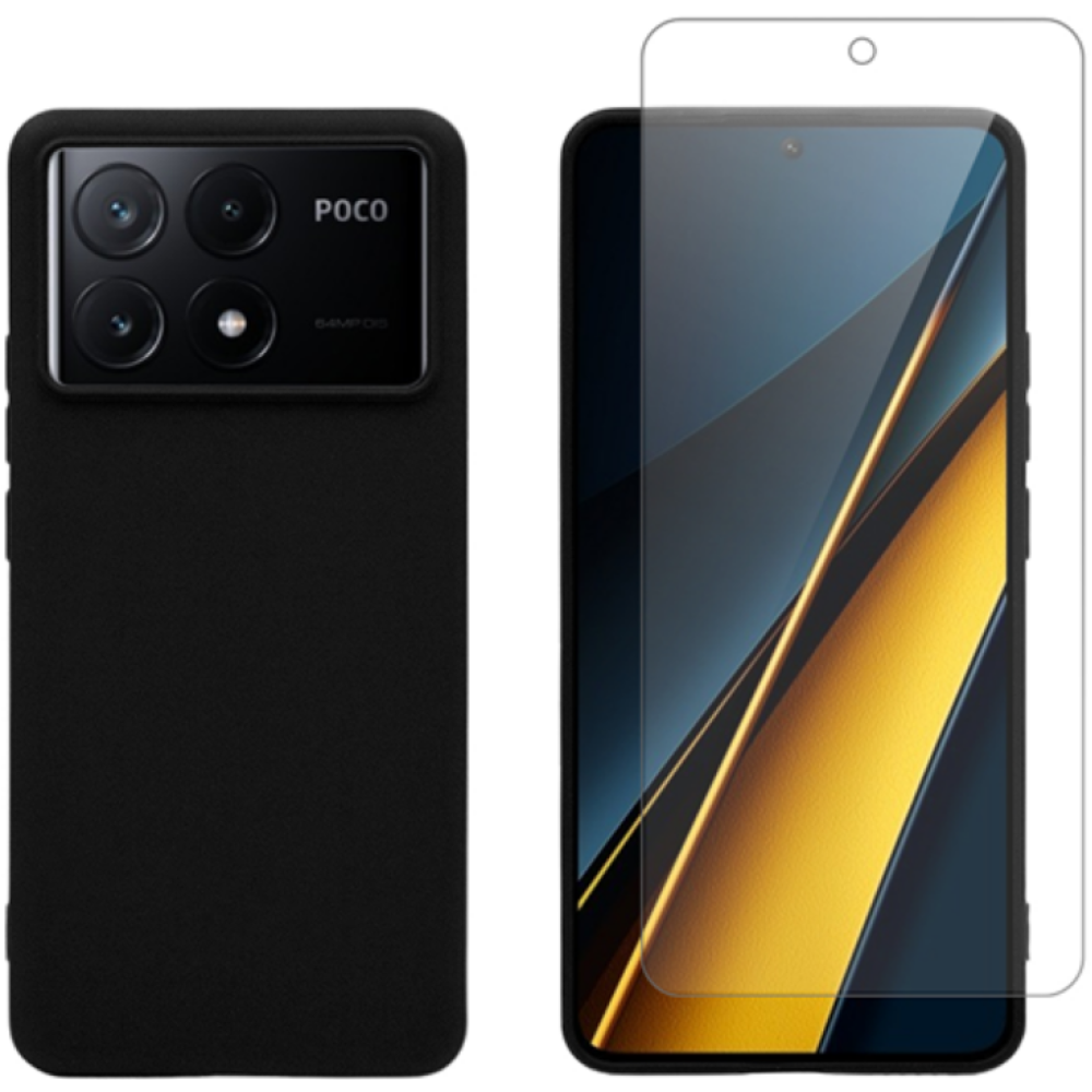 Σετ Θήκη Σιλικόνης & Tempered Glass - Xiaomi Poco X6 Pro - Vivid Set - Transparent / Black (VIMAT358BKGLASSTN)