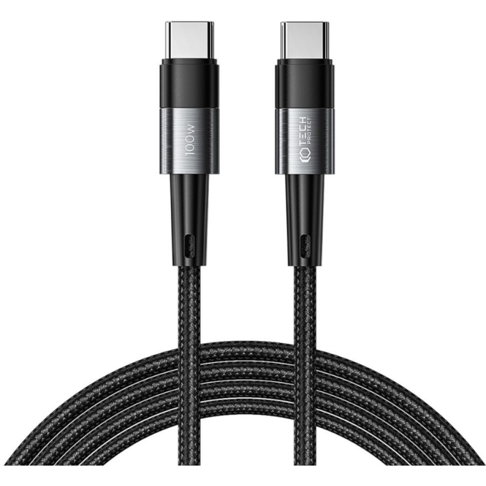Tech-Protect Ultraboost Cable - Καλώδιο Φόρτισης και Μεταφοράς Δεδομένων Type-C σε Type-C - 200cm - 100W - 5A - Grey (9319456606133)
