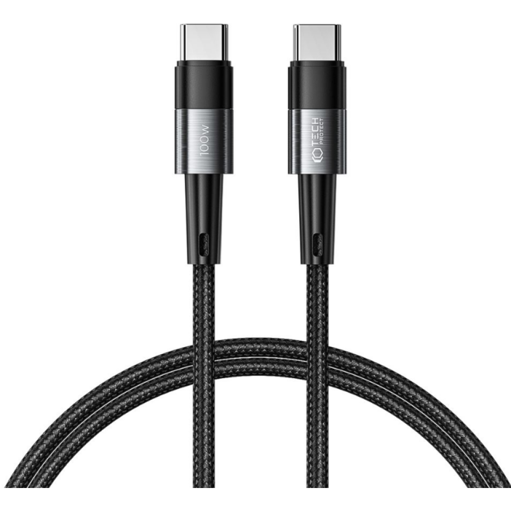 Tech-Protect Ultraboost Cable - Καλώδιο Φόρτισης και Μεταφοράς Δεδομένων Type-C σε Type-C - 100cm - 100W - 5A - Grey (9319456606140)