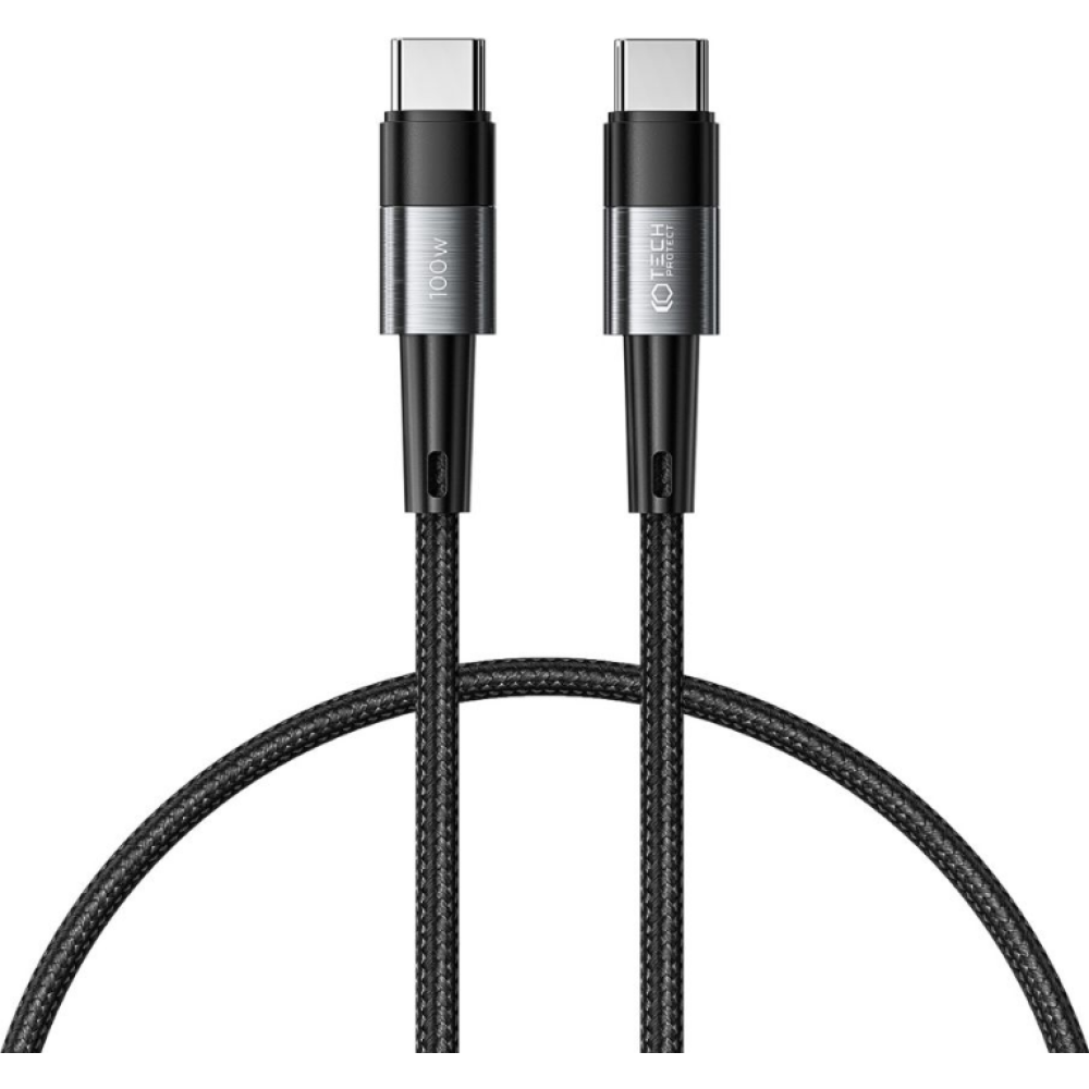 Tech-Protect Ultraboost Cable - Καλώδιο Φόρτισης και Μεταφοράς Δεδομένων Type-C σε Type-C - 25cm - 100W - 5A - Grey (9319456606065)