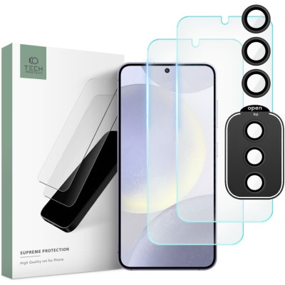 Σετ Tempered Glass 2 x Αντιχαρακτικά Προστατευτικά Οθόνης και 1 x Κάμερας - Samsung Galaxy S24 - Tech-Protect Supreme Set - Clear (5906203690428)