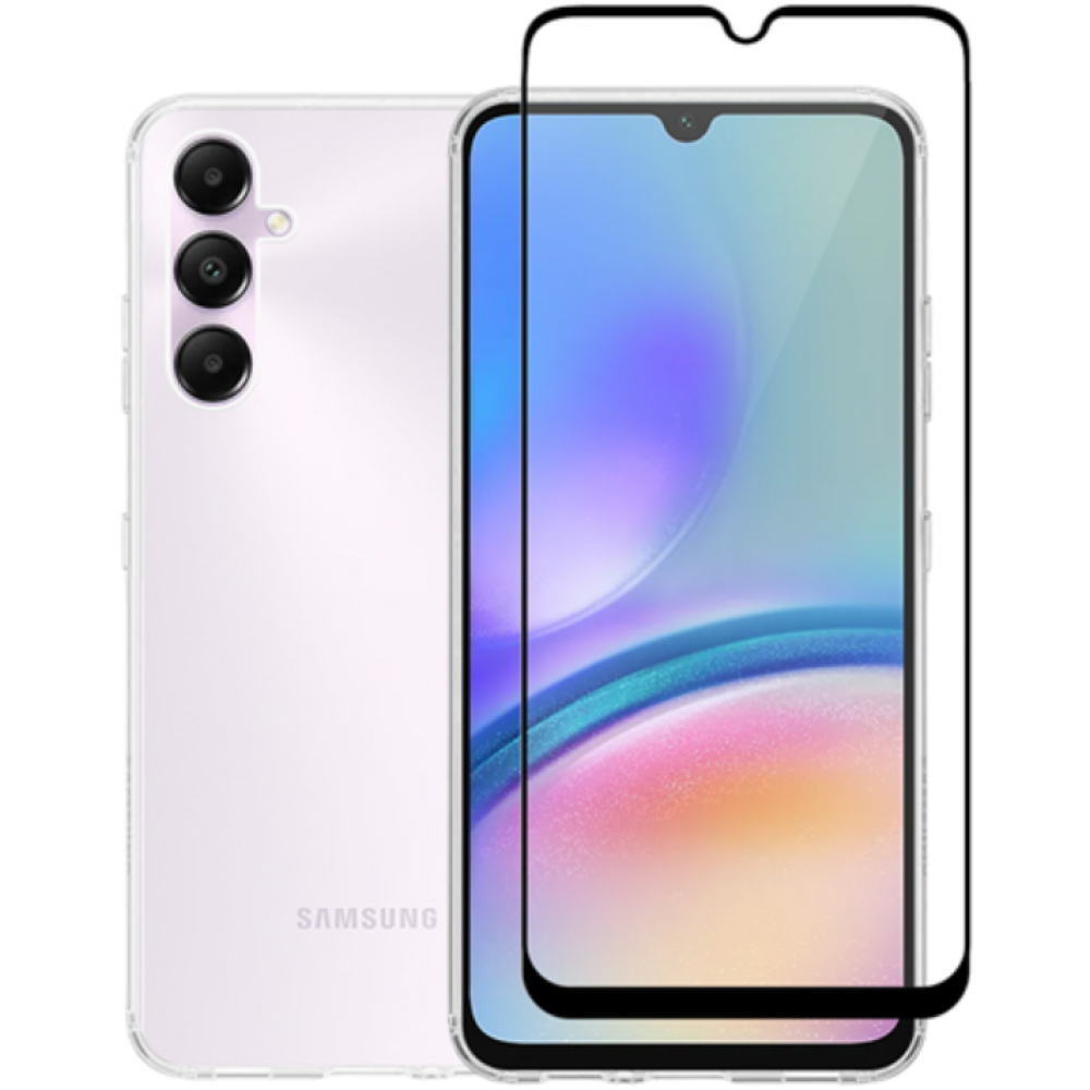 Σετ Διάφανη Θήκη Σιλικόνης & Full Face Tempered Glass - Samsung Galaxy A15 - Vivid Set Gelly Case & Full Face Tempered Glass - Transparent / Black (VIGELLY340GLASSBK)