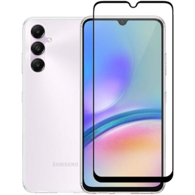 Σετ Διάφανη Θήκη Σιλικόνης & Full Face Tempered Glass - Samsung Galaxy A15 - Vivid Set Gelly Case & Full Face Tempered Glass - Transparent / Black (VIGELLY340GLASSBK)