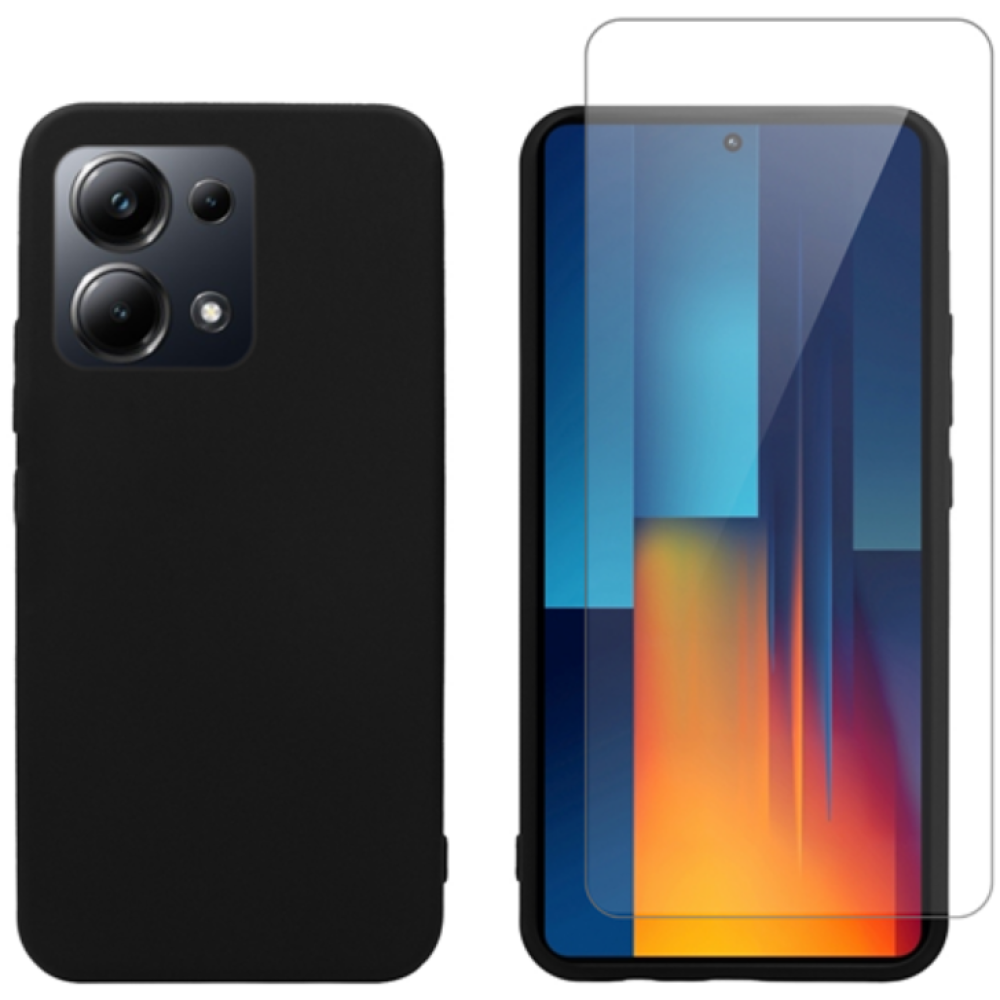 Σετ Θήκη Σιλικόνης & Tempered Glass - Xiaomi Redmi Note 13 Pro 4G / Poco M6 Pro 4G - Vivid Set - Transparent / Black (VIMAT359BKGLASSTN)