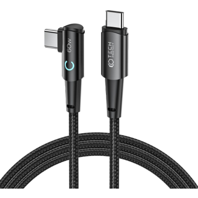 Tech-Protect Ultraboost Cable "L" - Καλώδιο Φόρτισης και Μεταφοράς Δεδομένων Type-C σε Type-C Ορθή Γωνία - 200cm - 60W - 6A - Grey (9490713935323)