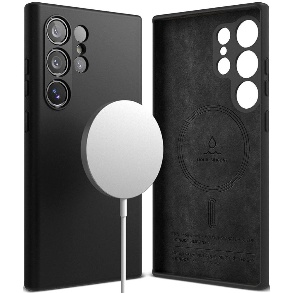 Ανθεκτική MagSafe Θήκη Σιλικόνης - Samsung Galaxy S24 Ultra - Ringke Silicone Magnetic - Black (8809961783975)