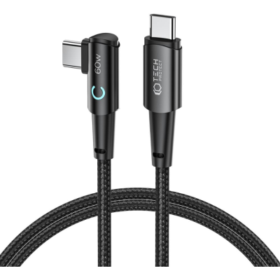 Tech-Protect Ultraboost Cable "L" - Καλώδιο Φόρτισης και Μεταφοράς Δεδομένων Type-C σε Type-C Ορθή Γωνία - 100cm - 60W - 6A - Grey (9490713935293)