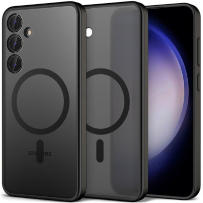 Σκληρή Ημιδιάφανη Θήκη MagSafe Samsung Galaxy S24 - Tech-Protect MagMat - Matte Black (5906203690510)