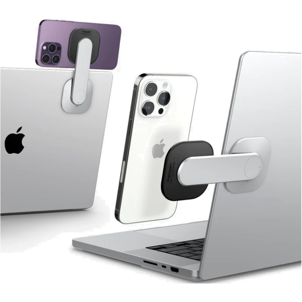 Spigen S312 OneTap MagFit Monitor / Laptop Magnetic Mount - Αυτοκόλλητη MagSafe Βάση Αλουμινίου για Laptop / Οθόνη - Silver (AMP06049)