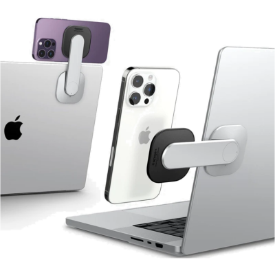 Spigen S312 OneTap MagFit Monitor / Laptop Magnetic Mount - Αυτοκόλλητη MagSafe Βάση Αλουμινίου για Laptop / Οθόνη - Silver (AMP06049)