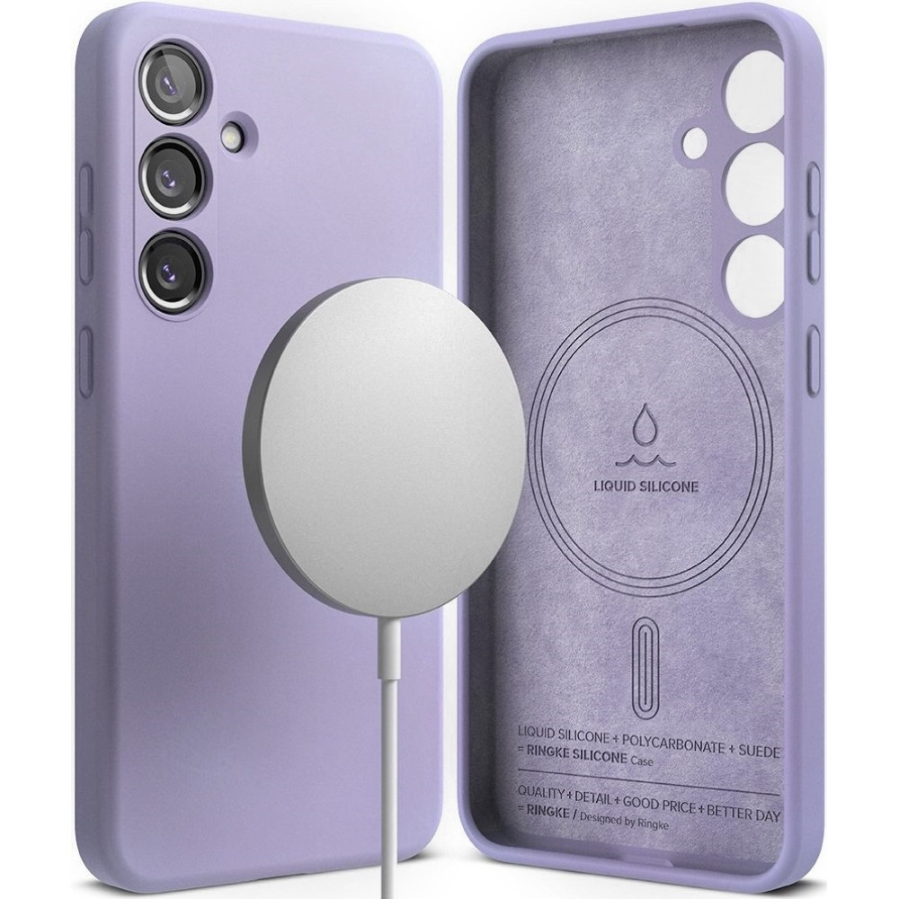 Ανθεκτική MagSafe Θήκη Σιλικόνης - Samsung Galaxy S24 - Ringke Silicone Magnetic - Lavender (8809961782954)