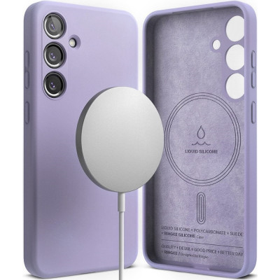 Ανθεκτική MagSafe Θήκη Σιλικόνης - Samsung Galaxy S24 - Ringke Silicone Magnetic - Lavender (8809961782954)