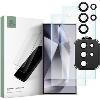 Σετ Tempered Glass 2 x Αντιχαρακτικά Προστατευτικά Οθόνης και 1 x Κάμερας - Samsung Galaxy S24 Ultra - Tech-Protect Supreme Set - Clear (5906203690442)