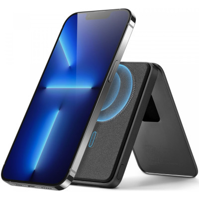 ESR HaloLock PowerBank Wallet με 1 x Type-C - 12W - 5.000mAh / MagSafe Θήκη - Πορτοφόλι για Κάρτες από Vegan Δέρμα / Βάση Ασύρματης Φόρτισης MagSafe 7.5W - Midnight Black (4894240169803)