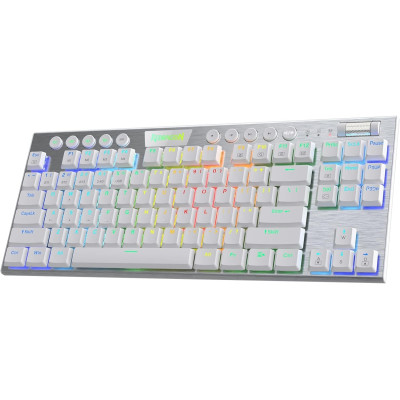 Redragon K621 Horus TKL - Ασύρματο / Ενσύρματο RGB Gaming Μηχανικό Πληκτρολόγιο 80% Ultra Thin Low-Profile - Custom Red Διακόπτες - US - White (6950376707161)