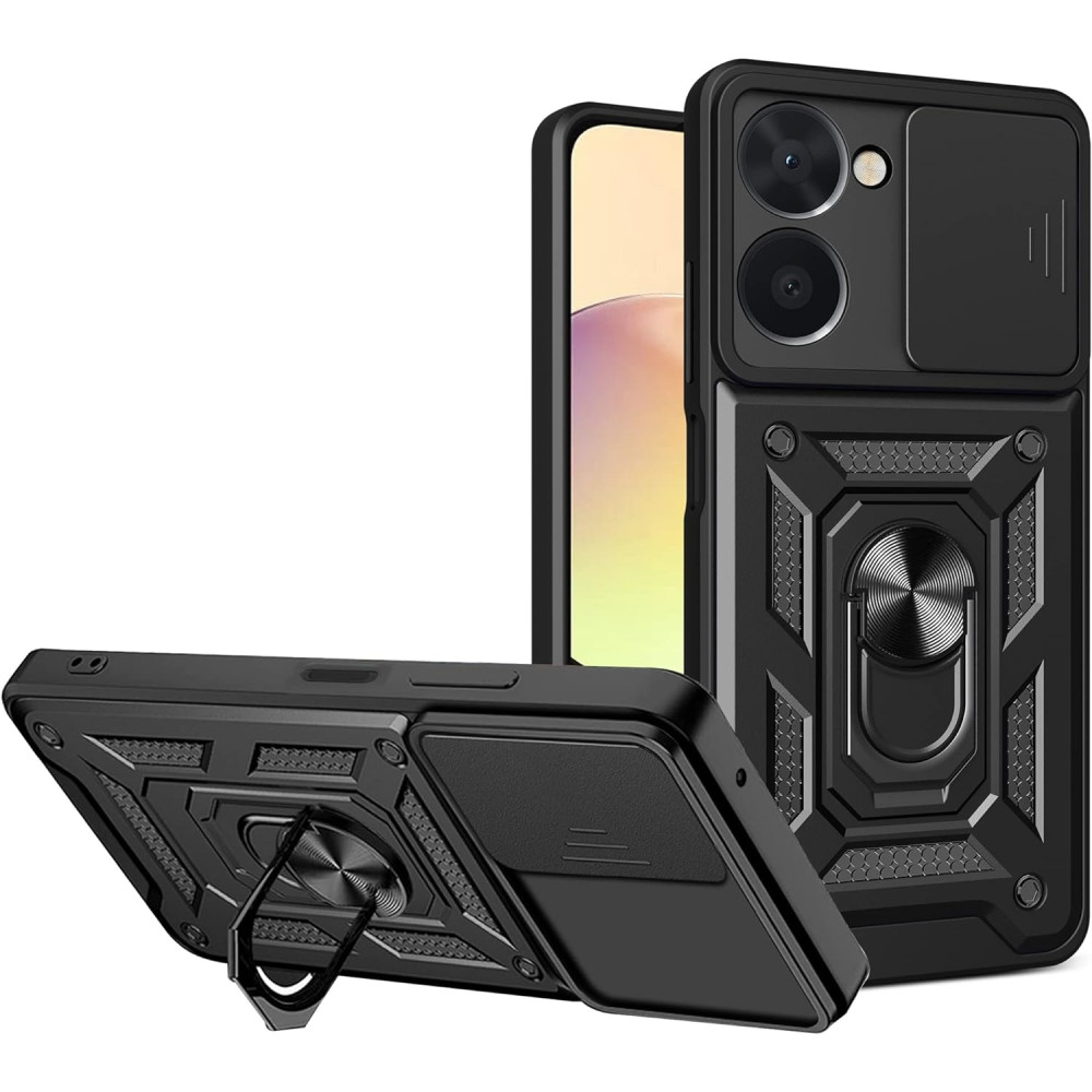 Bodycell Armor Slide - Ανθεκτική Θήκη Realme 10 4G με Κάλυμμα για την Κάμερα & Μεταλλικό Ring Holder - Black (5206015019968)