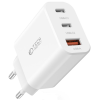 Tech-Protect C30W - Ταχυφορτιστής Ταξιδιού / Αντάπτορας με 1 x USB-A / 2 x Type-C - 30W - White (9490713935262)