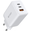 Tech-Protect C65W - Ταχυφορτιστής Ταξιδιού / Αντάπτορας με 1 x USB-A / 2 x Type-C - 65W - White (9490713934517)