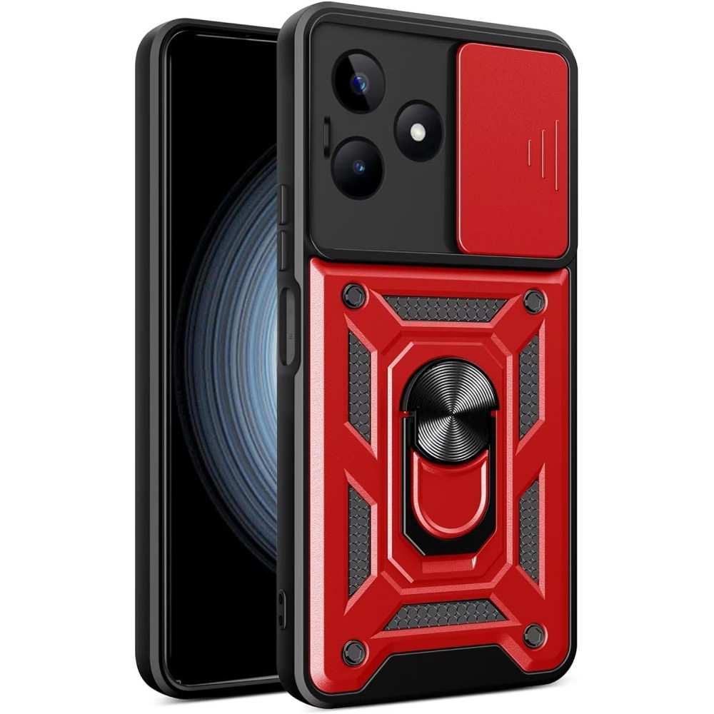 Ανθεκτική Θήκη με Κάλυμμα για την Κάμερα & Μεταλλικό Ring Holder - Realme C51 - Bodycell Armor Slide - Red (5206015072246)