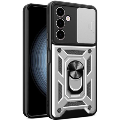Bodycell Armor Slide - Ανθεκτική Θήκη Samsung Galaxy M34 5G με Κάλυμμα για την Κάμερα & Μεταλλικό Ring Holder - Silver (5206015072642)