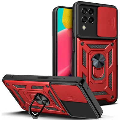 Bodycell Armor Slide - Ανθεκτική Θήκη Samsung Galaxy M33 με Κάλυμμα για την Κάμερα & Μεταλλικό Ring Holder - Red (5206015011443)