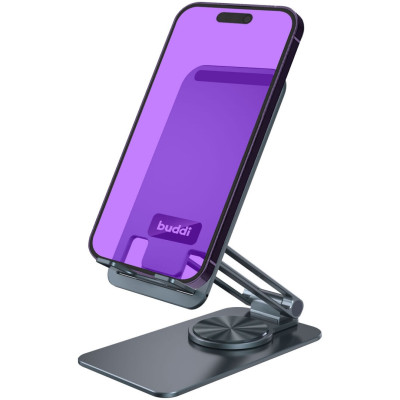 Buddi Phone Holder for Desk - Αναδιπλούμενη Περιστρεφόμενη Βάση Γραφείου για Smartphone / Tablet - Space Grey - 5 Έτη Εγγύηση (8719246408212)