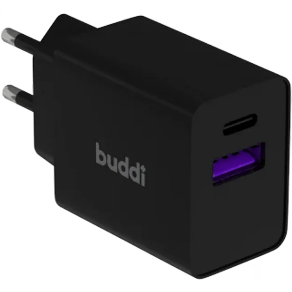 Buddi 30W GaN Mini Charger - Ταχυφορτιστής Ταξιδιού / Αντάπτορας με 1 x USB-A / 1 x Type-C - 30W - Black - 5 Έτη Εγγύηση (8719246407833)
