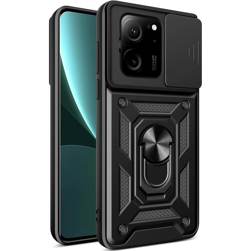 Bodycell Armor Slide - Ανθεκτική Θήκη Xiaomi 13T / 13T Pro με Κάλυμμα για την Κάμερα & Μεταλλικό Ring Holder - Black (5206015072321)