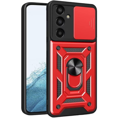 Bodycell Armor Slide - Ανθεκτική Θήκη Samsung Galaxy S23 FE με Κάλυμμα για την Κάμερα & Μεταλλικό Ring Holder - Red (5206015072277)