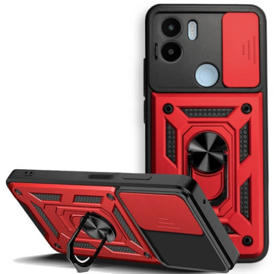 Bodycell Armor Slide - Ανθεκτική Θήκη Xiaomi Redmi A2 Plus / A1 Plus με Κάλυμμα για την Κάμερα & Μεταλλικό Ring Holder - Red (5206015023057)