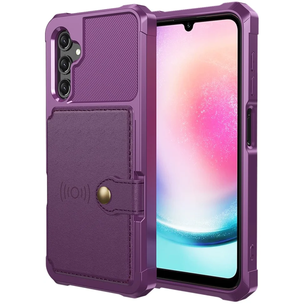 HappyCase 3 σε 1 - Θήκη Σιλικόνης με Ενσωματωμένο PU Πορτοφόλι - Samsung Galaxy A25 - Purple (8719246420771)