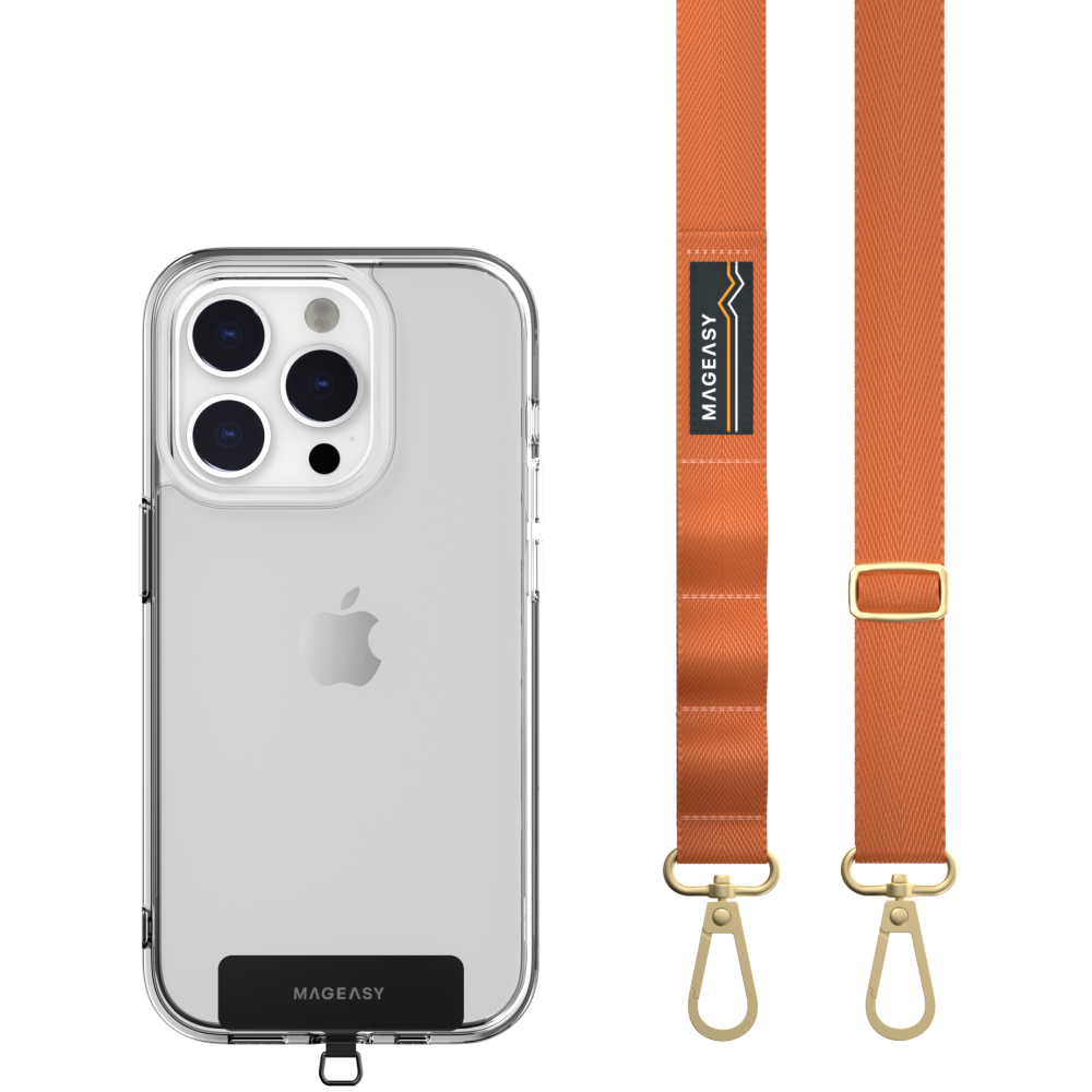 SwitchEasy MagEasy Sling Strap & Strap Card 20mm - Αποσπώμενο Λουράκι Λαιμού για Θήκες Κινητών iPhone - Orange (MPHIPH143OG23)