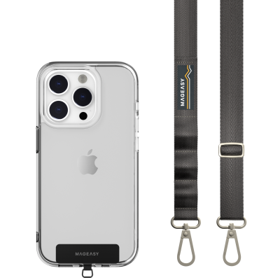 SwitchEasy MagEasy Sling Strap & Strap Card 20mm - Αποσπώμενο Λουράκι Λαιμού για Θήκες Κινητών iPhone - Concrete Gray (MPHIPH143CR23)