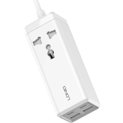 Ldnio 65W Desktop Power Strip - Μονόπριζο με 1 Υποδοχή AC - EU/US 2500W με Καλώδιο 200cm / Ταχυφορτιστής με 2 x USB-A / 2 x Type-C - 65W - White (SC1418)