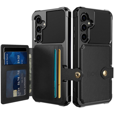 HappyCase 3 σε 1 - Θήκη Σιλικόνης με Ενσωματωμένο PU Πορτοφόλι - Samsung Galaxy S23 FE - Black (8719246409226)