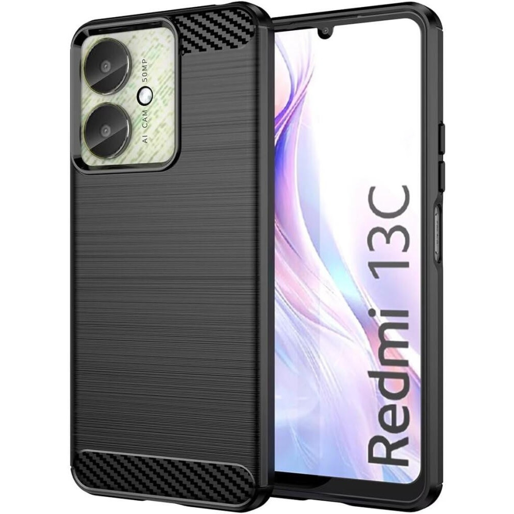 HappyCase Θήκη Σιλικόνης Brushed - Xiaomi Redmi 13C / Poco C65 - Black (8719246441172)