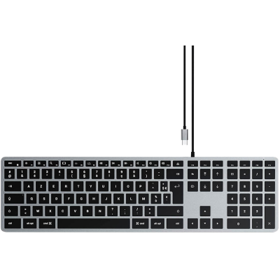 Satechi Slim W3 Wired Backlit Keyboard για Mac - Ενσύρματο Πληκτρολόγιο Αλουμινίου με Οπίσθιο Φωτισμό - Γαλλικό FR - Διάταξη AZERTY - Space Grey (ST-UCSW3M-FR)