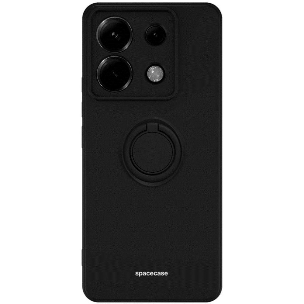Θήκη Σιλικόνης με Μεταλλικό Μαγνητικό Ring Holder - Xiaomi Redmi Note 13 Pro 5G / Poco X6 - Spacecase Silicone Ring - Black (5905719108038)